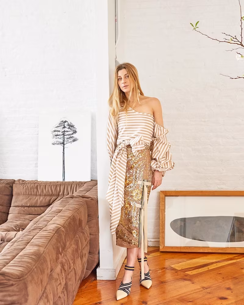 No. 21 Sequin-Embellished Pencil Skirt