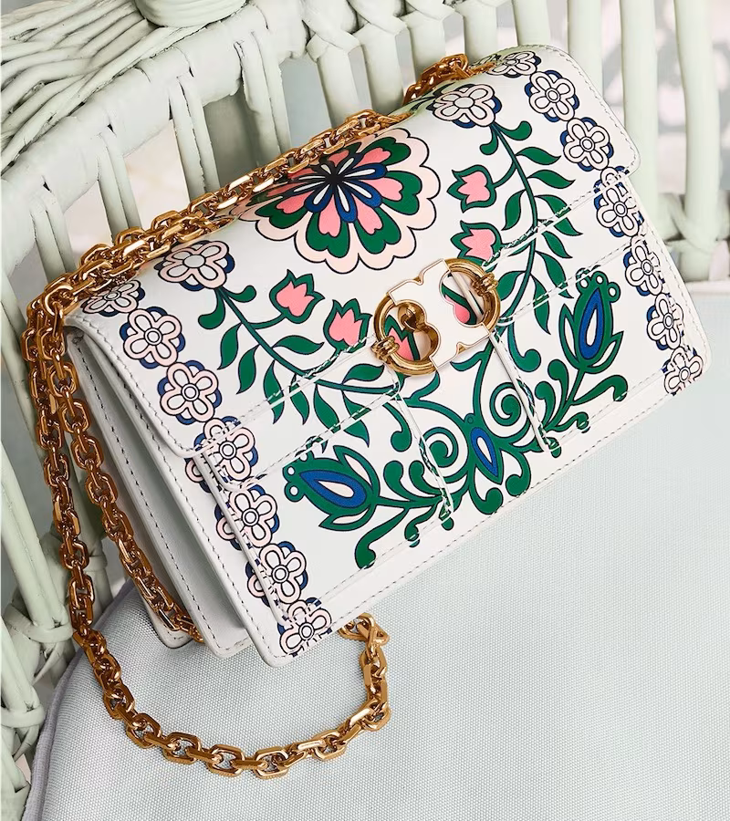 Tory Burch Gemini Link Printed Large Chain Shoulder Bag