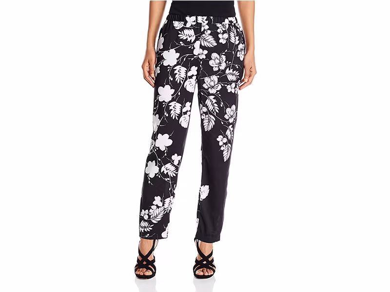 Vince Camuto Floral Cascade Straight-Leg Pull-On Pant