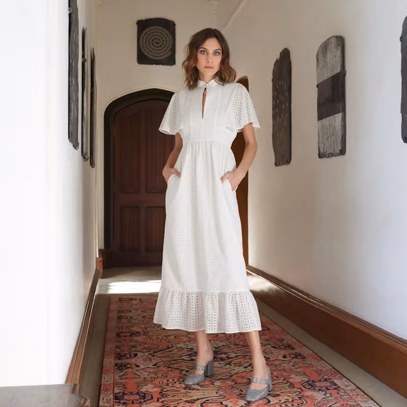 AlexaChung Broderie Anglaise Cape Dress