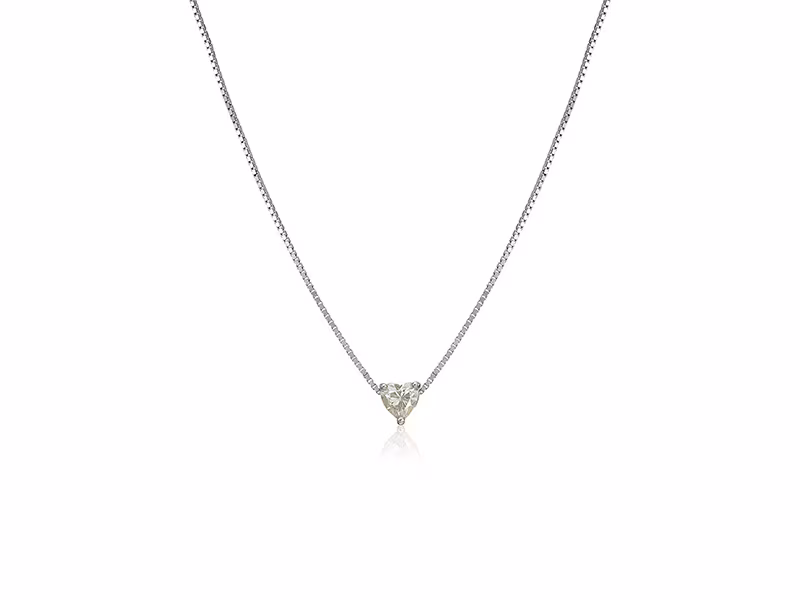 Amazon Collection Platinum Over Sterling Silver 5 Mm Heart Moissanite Pendant Necklace