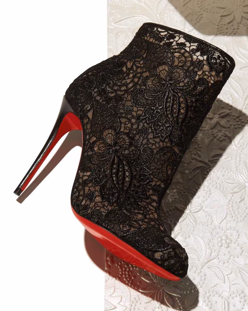 Christian Louboutin Miss Tennis Net Lace Red Sole Bootie