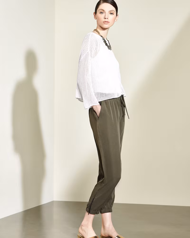 Eileen Fisher Bracelet-Sleeve Knit Mesh Top