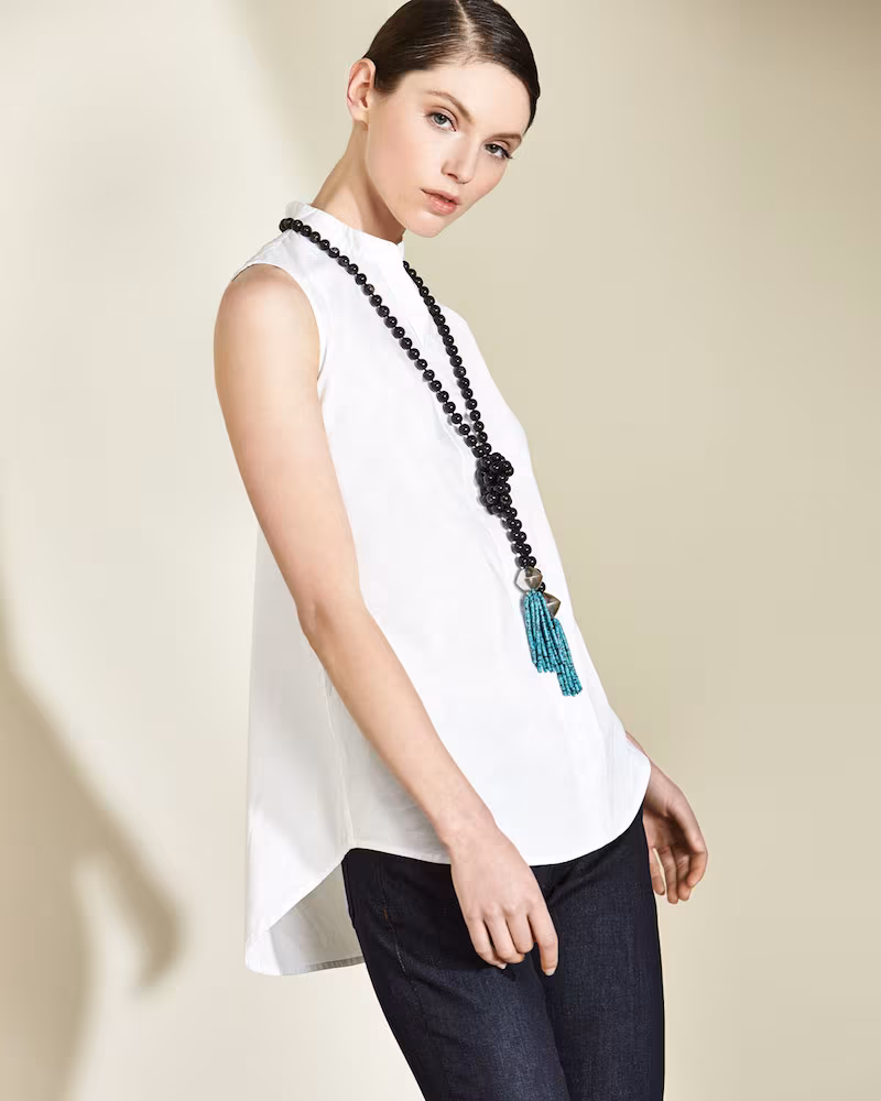 Eileen Fisher Sleeveless Organic Stretch Poplin Tunic