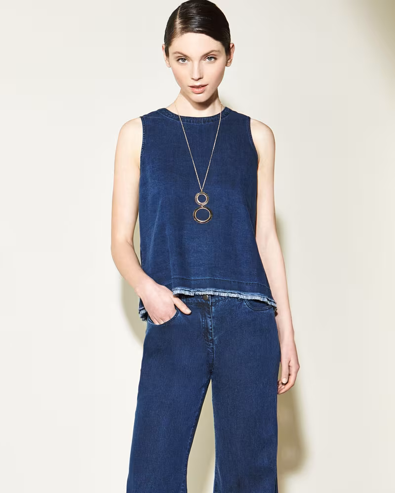 Eileen Fisher Sleeveless Tencel Denim Shell