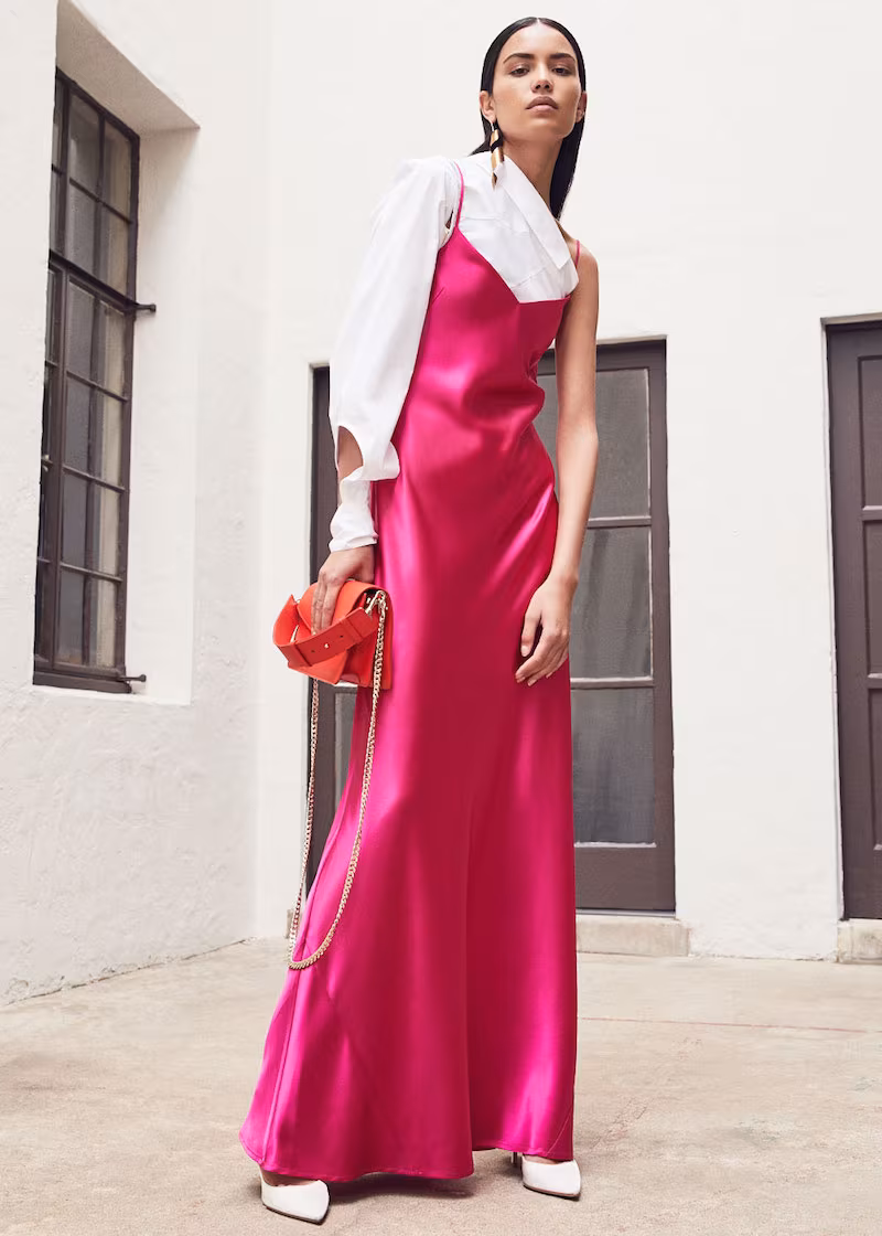 GALVAN V Neck Satin Slip Dress