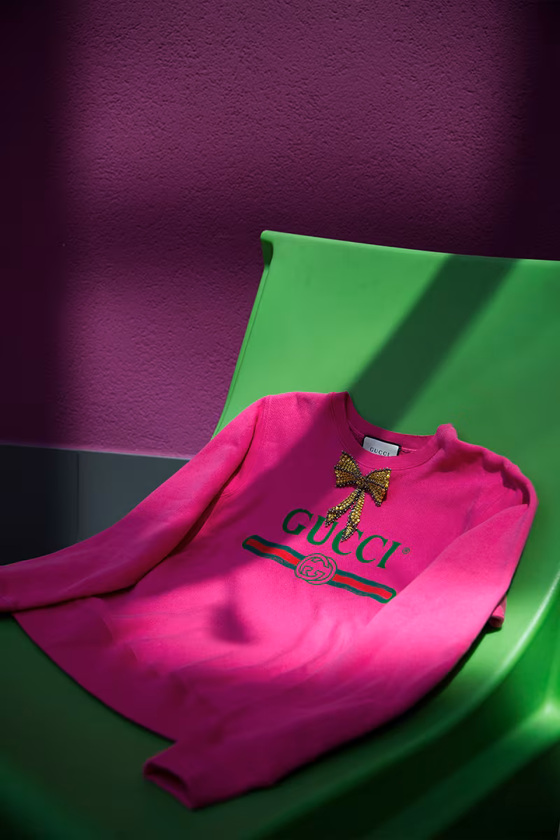Gucci Cotton Sweatshirt with Crystal Bow