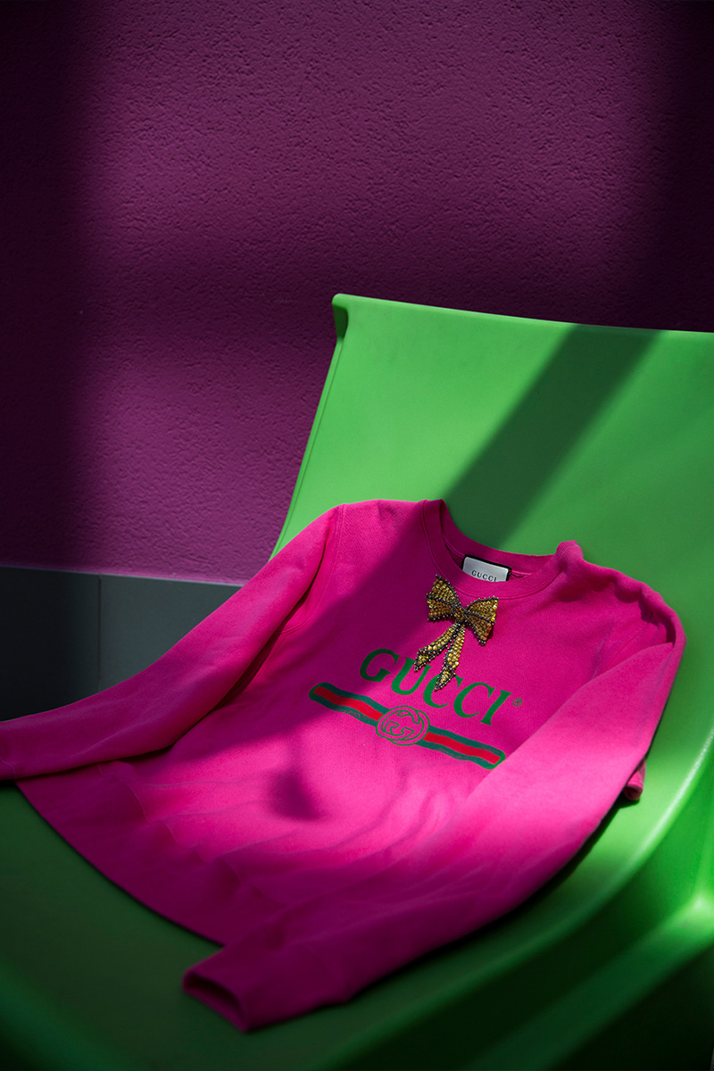Gucci Cotton Sweatshirt with Crystal Bow