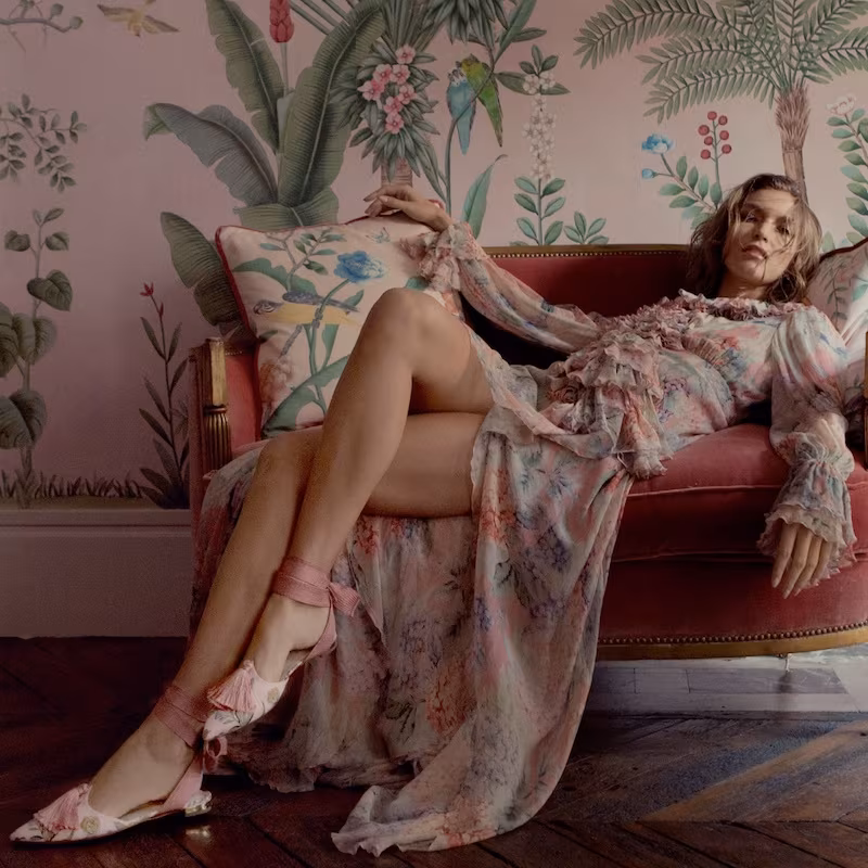 Gucci Hydrangea-Print Silk-Chiffon Gown