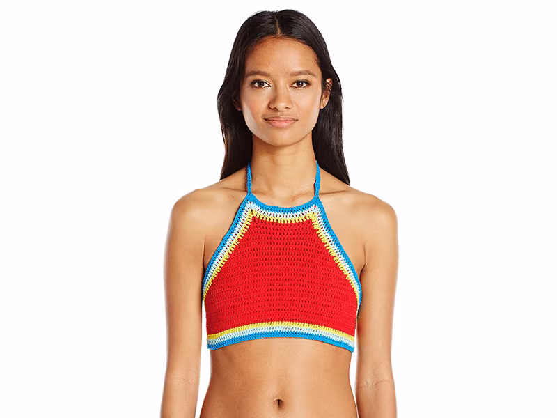 Hobie How Do You Hue Crochet High Neck Bra Bikini Top
