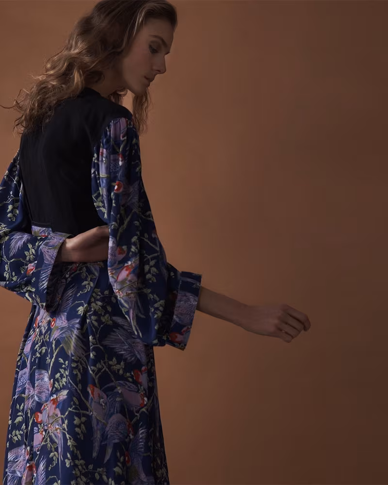Loewe x Paula's Ibiza Bird-Print V-Neck Midi Dress