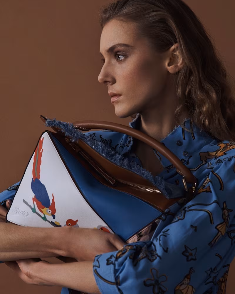 Loewe x Paula's Ibiza Puzzle Patchwork Leather And Denim Bag