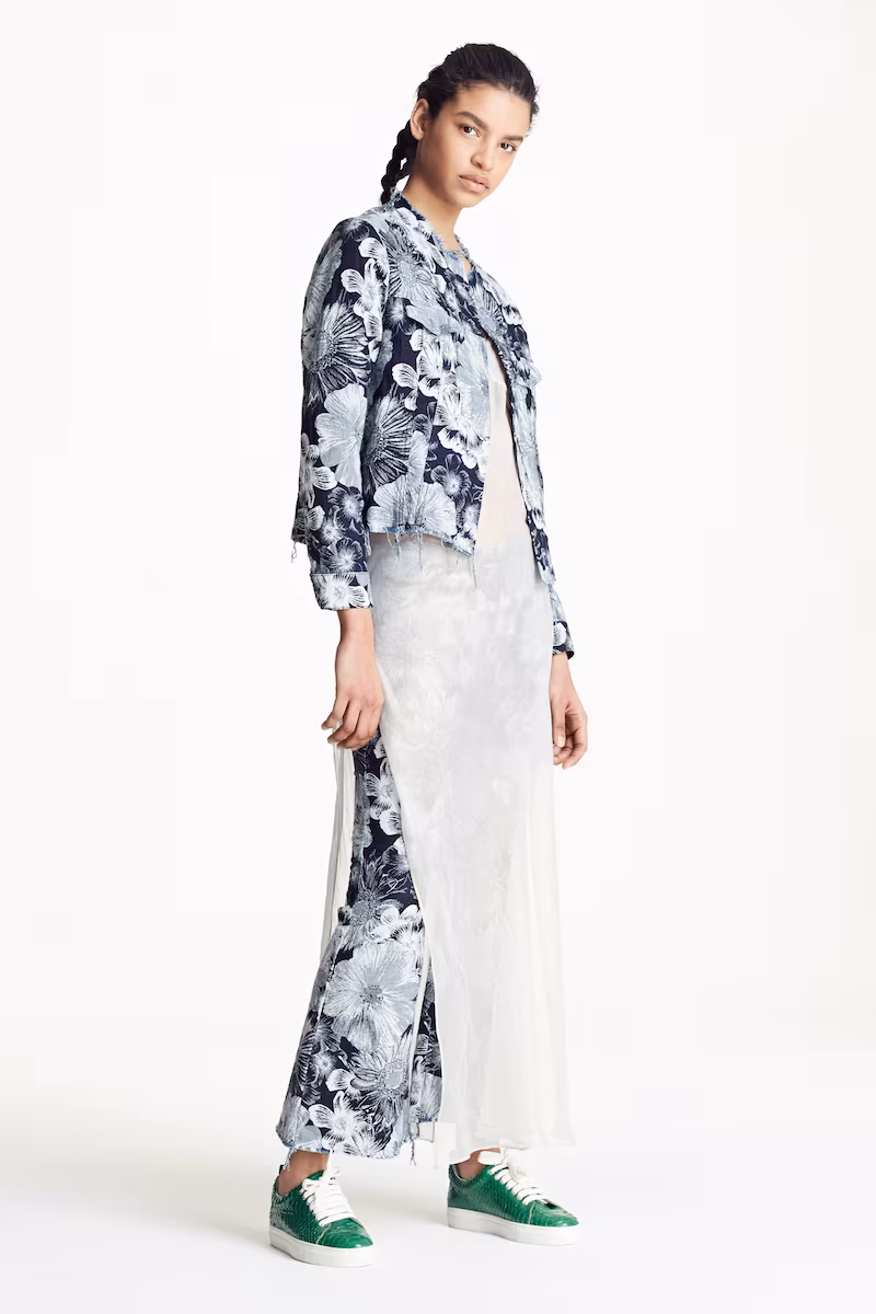 Marques'Almeida Floral Print Classic Crop Flare Jeans