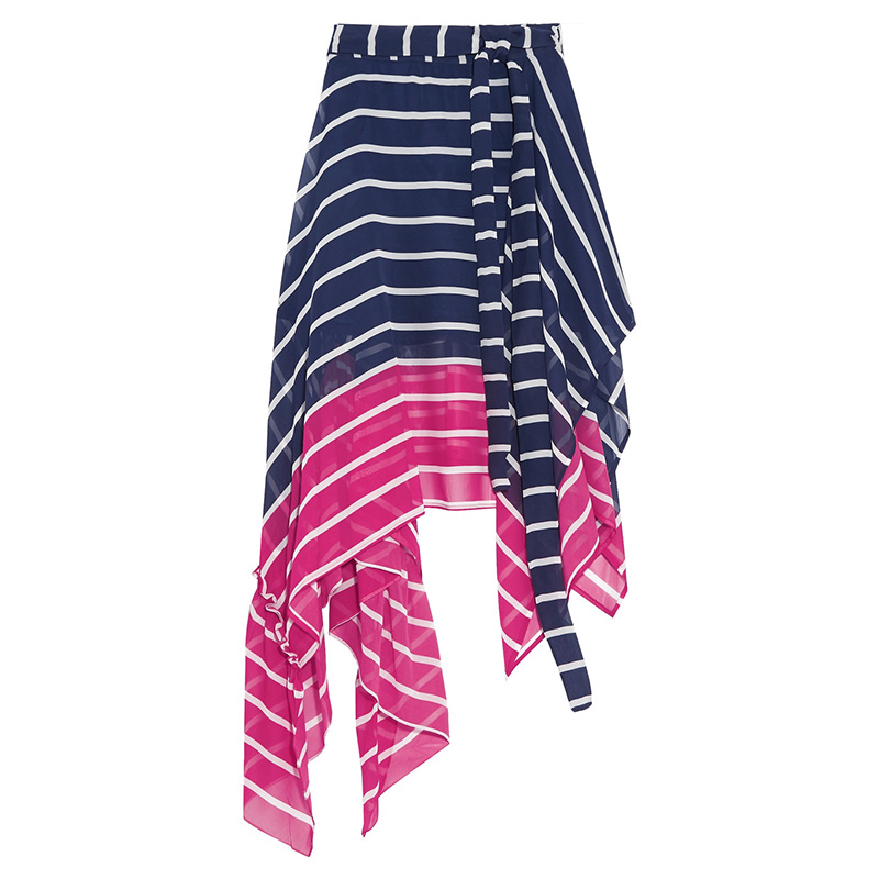 Preen by Thornton Bregazzi Eames Asymmetric Striped Silk-Chiffon Skirt