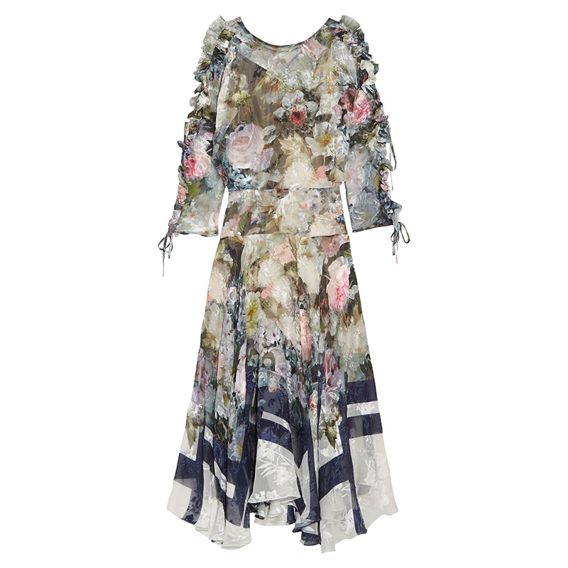 Preen by Thornton Bregazzi Jenna Floral-Print Devoré Silk-Blend Chiffon Midi Dress