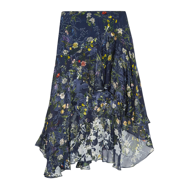 Preen by Thornton Bregazzi Laboni Floral-Print Devoré Silk-Blend Chiffon Midi Skirt