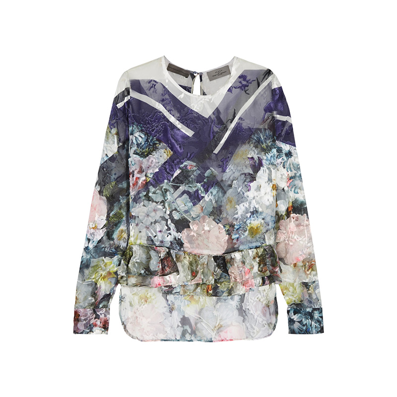 Preen by Thornton Bregazzi Neo Floral-Print Devoré Silk-Blend Chiffon Top