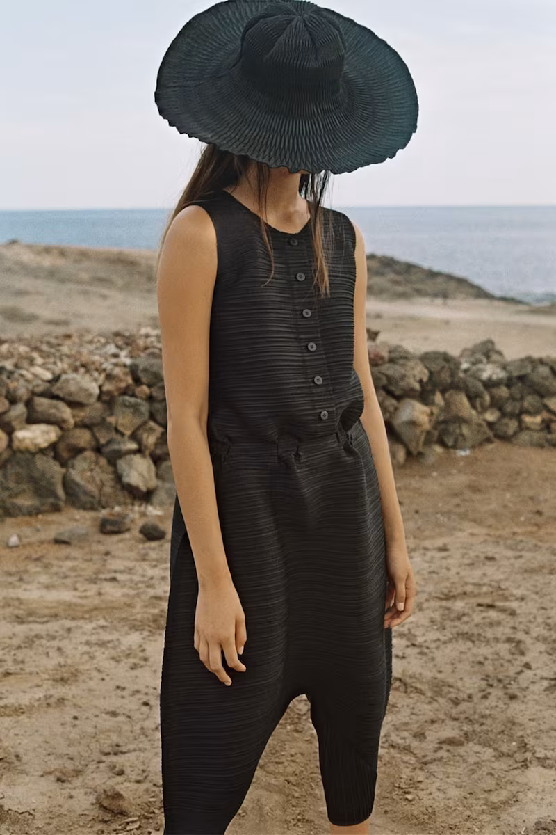 Prints Please Issey Miyake Pleated Dropped-Crotch Jumpsuit