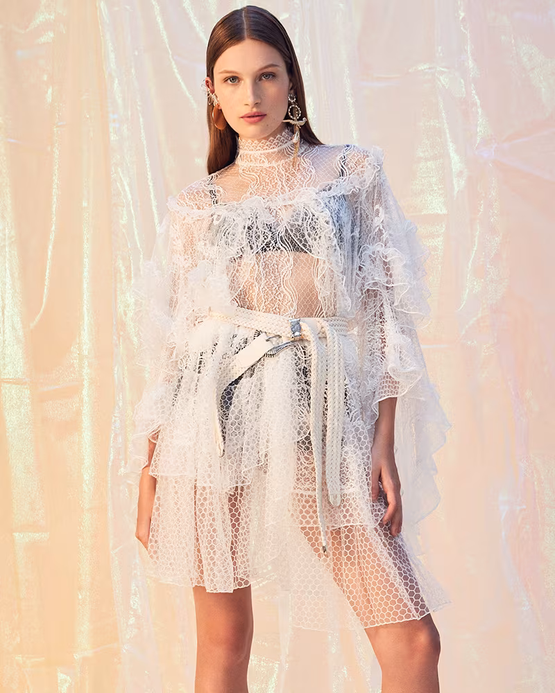 Rodarte Lace Tiered Ruffle Blouse