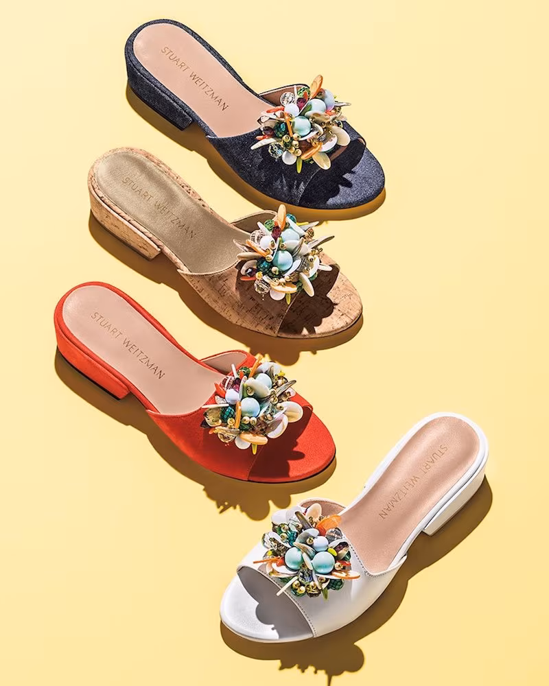 Stuart Weitzman Cupcake Beaded Slide Sandals