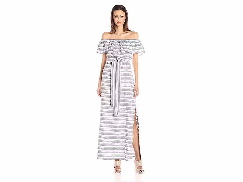 Vince Camuto Stripe Cotton Off Shoulder Maxi