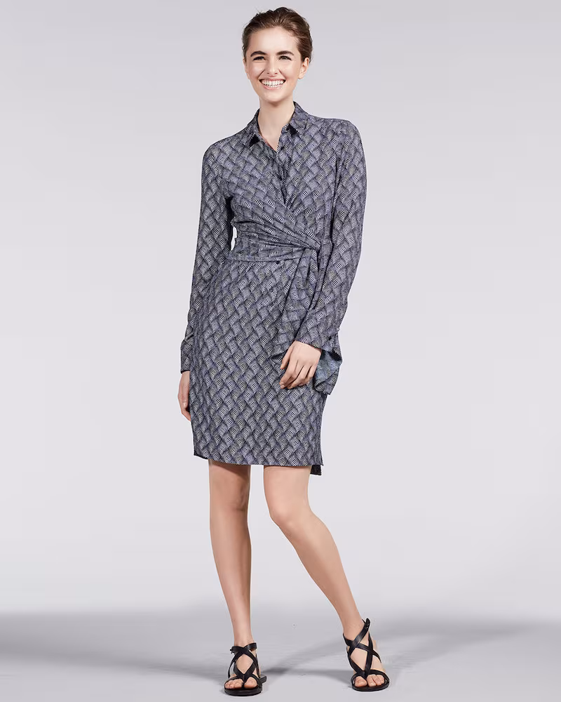 Akris punto Abstract-Print Wrap-Front Shirtdress