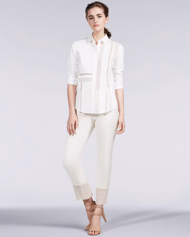Akris punto Geometric Lace-Trim Blouse