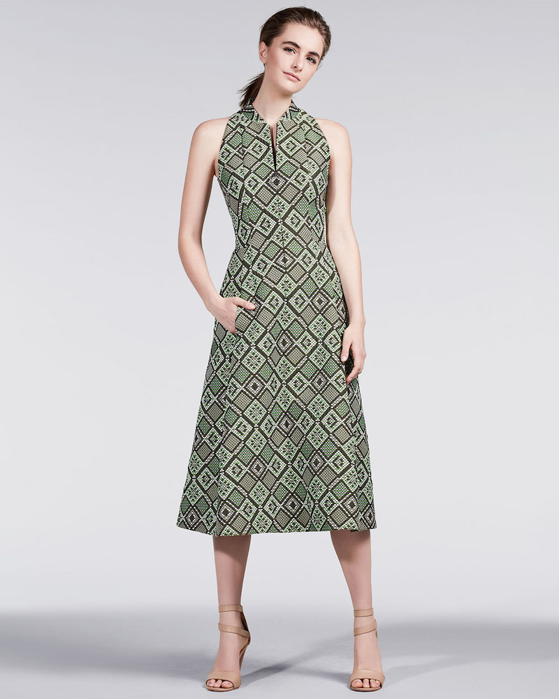 Akris punto Sleeveless Geometric Jacquard Zip-Front Dress