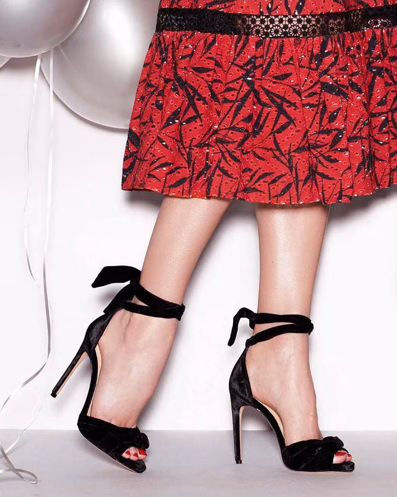 Alexandre Birman Ruched Velvet Ankle-Tie Sandal