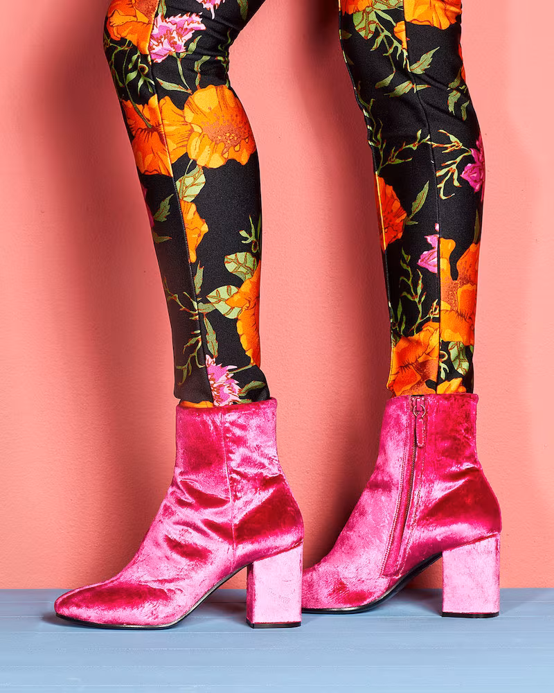 Balenciaga Velvet Block-Heel Boot