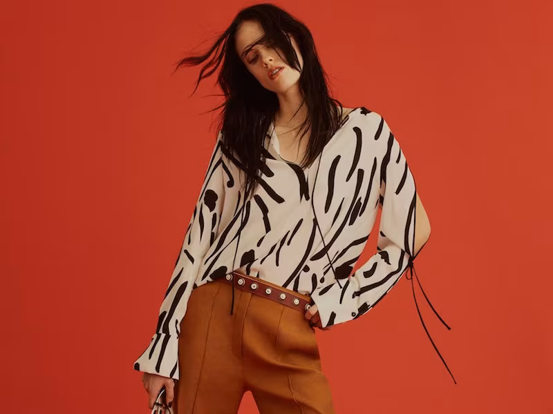 Diane von Furstenberg Chatham-Print Silk Crepe de Chine Blouse