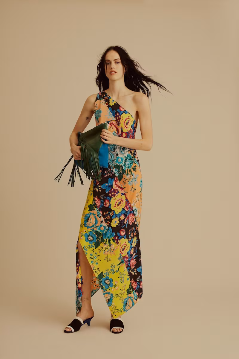 Diane von Furstenberg Floral-Print One-Shoulder Silk Dress