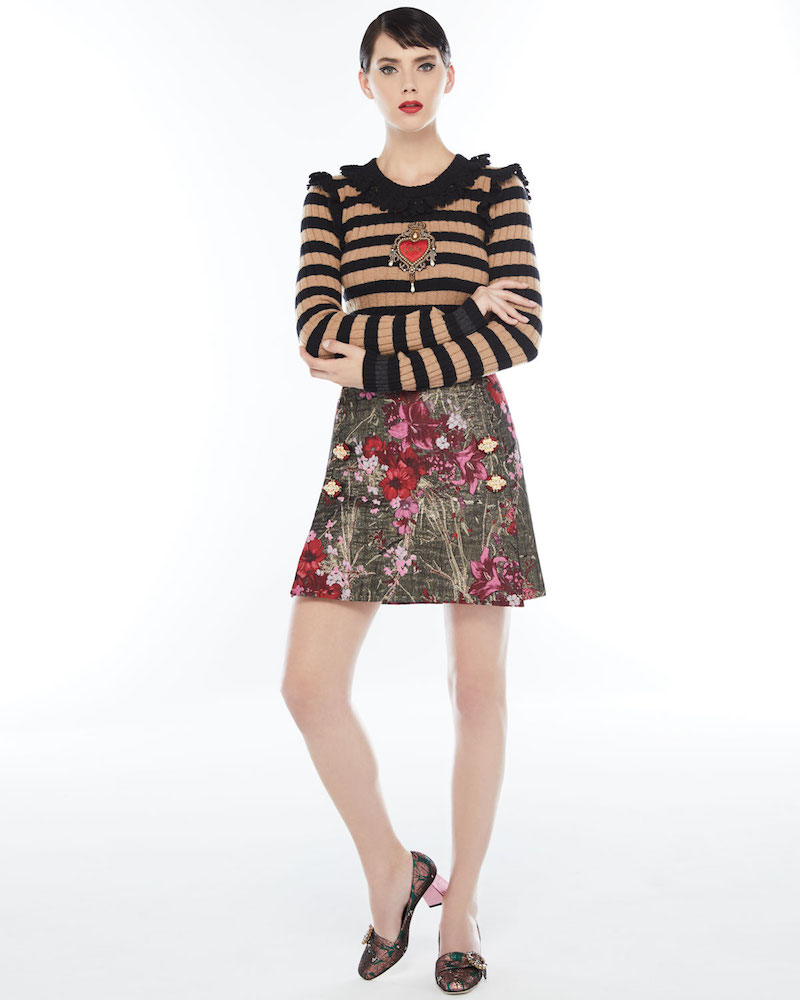 Dolce & Gabbana Metallic Floral Bouquet Jacquard Skirt