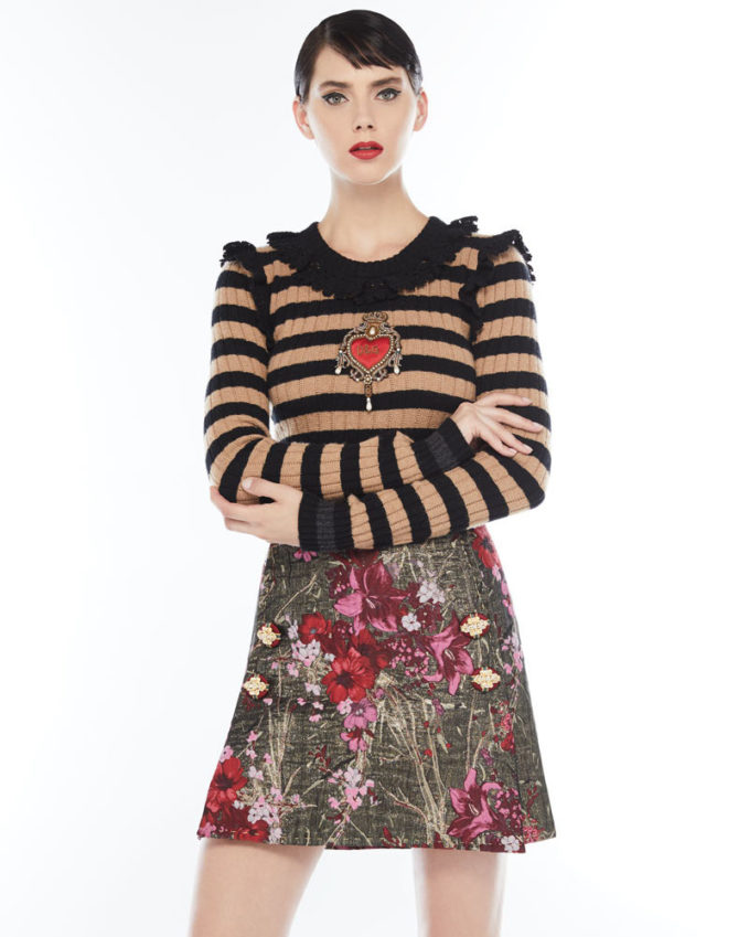 Dolce & Gabbana Striped Crochet-Trim Sweater