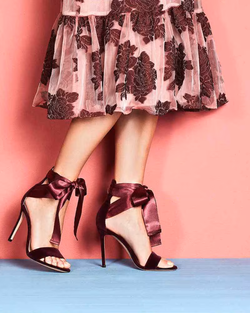 Gianvito Rossi Velvet & Satin Ankle-Tie Sandal