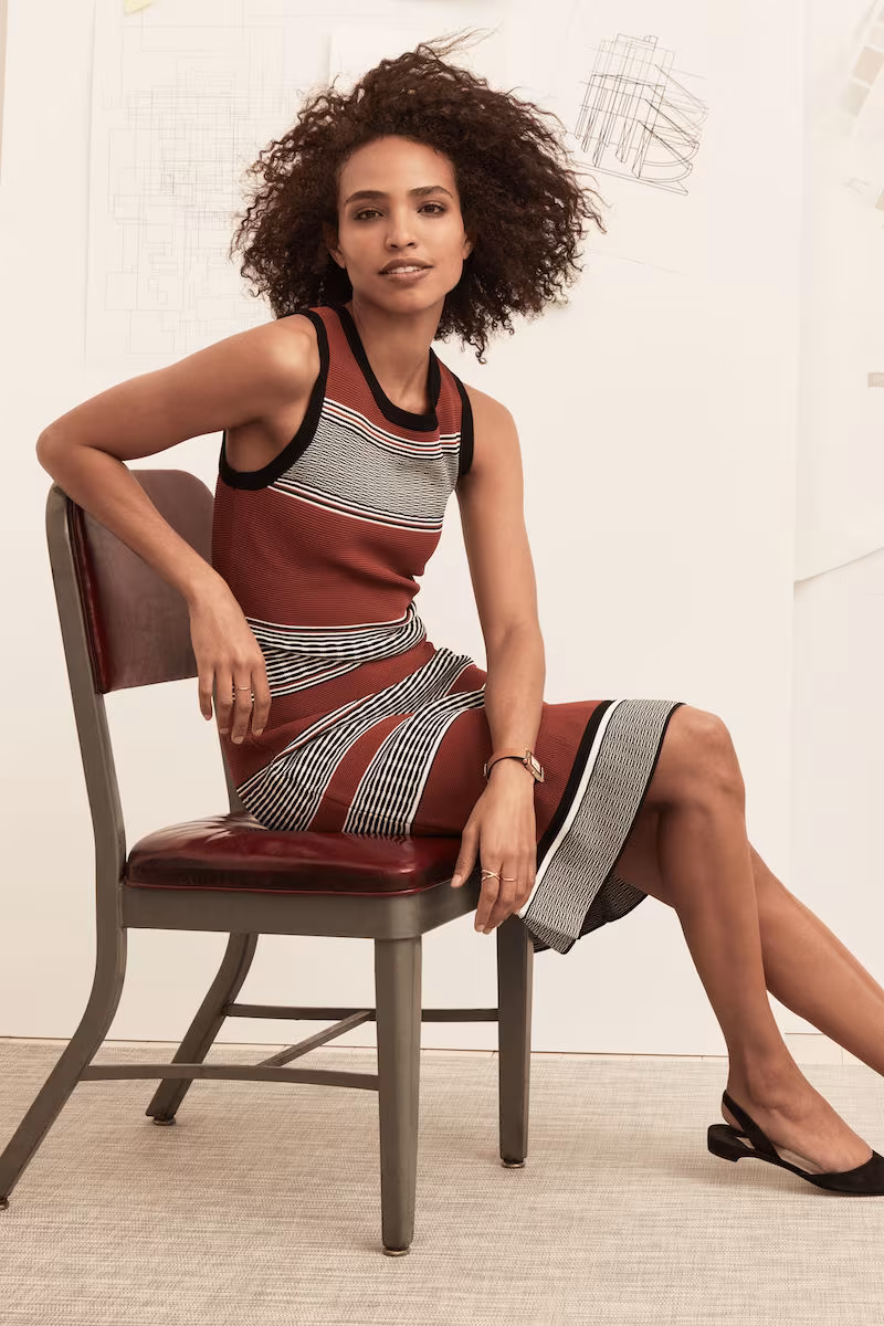 Halogen Stitch Stripe Sweater Dress