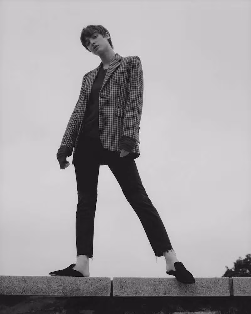 Helmut Lang Checked Wool Three-Button Jacket