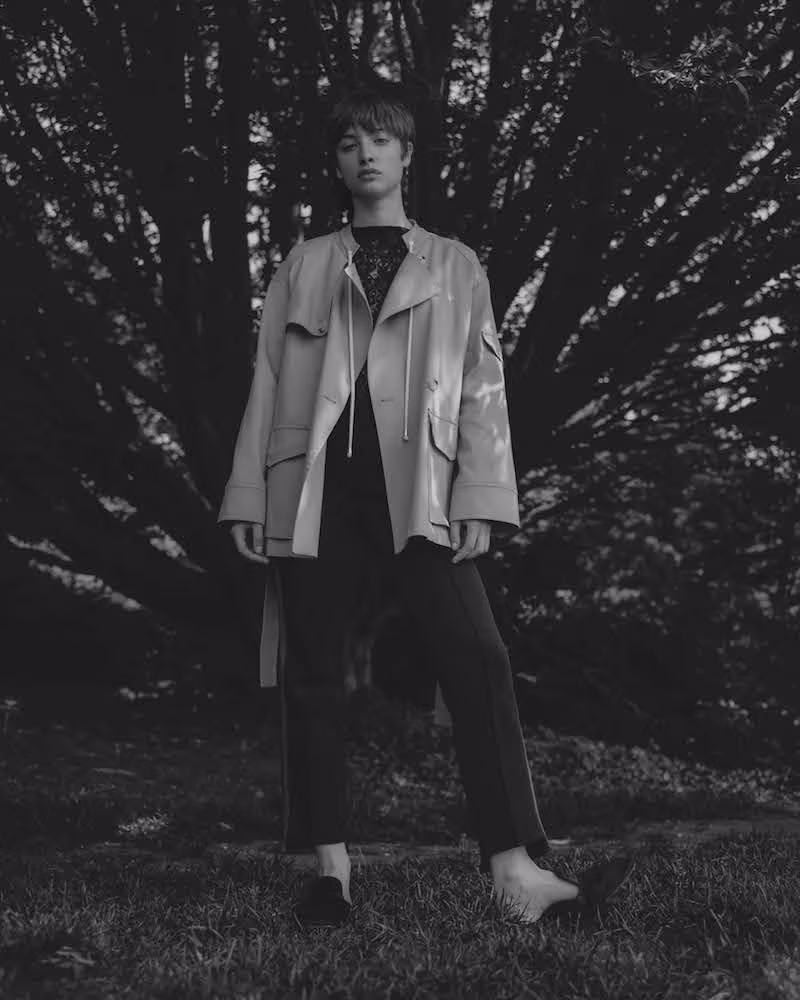 Helmut Lang Cotton Gabardine Crop Trench Coat