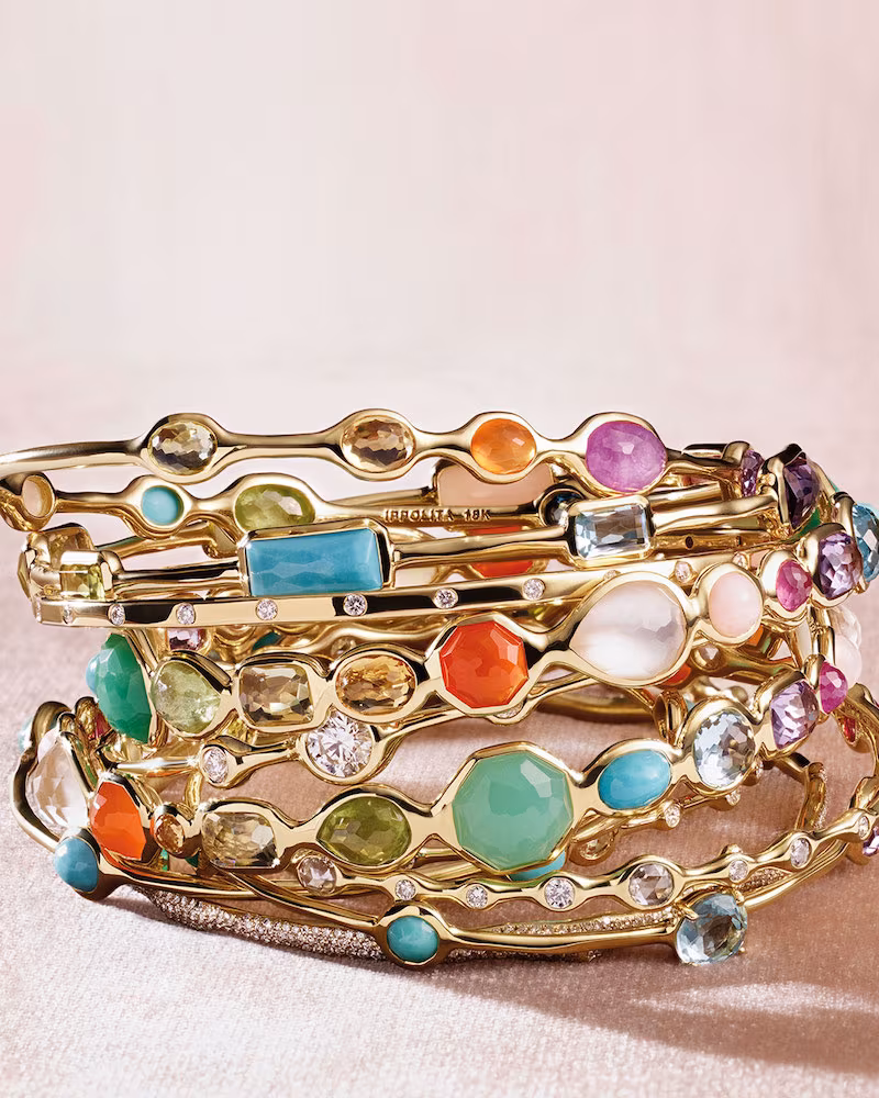 Ippolita 18K Rock Candy 8-Stone Bangle in Summer Rainbow