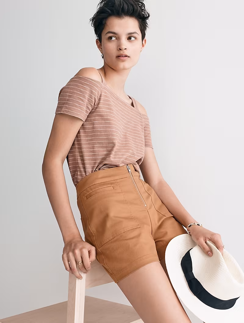 Madewell Cold-Shoulder Tee In Bellamy Stripe