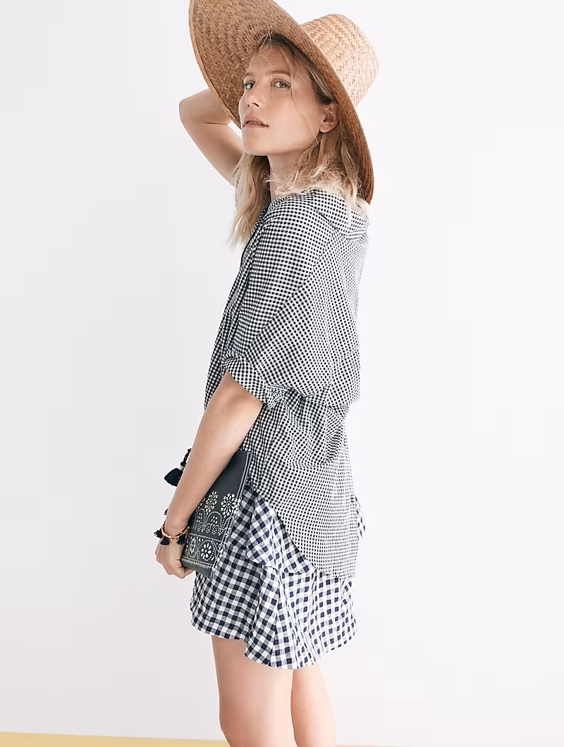 Madewell Gingham Tier Mini Skirt