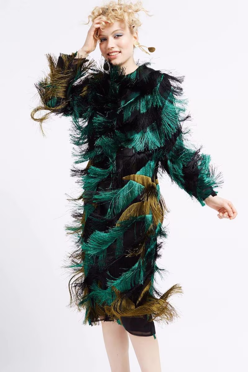 Marco de Vincenzo Multi Stripe Fringed Coat