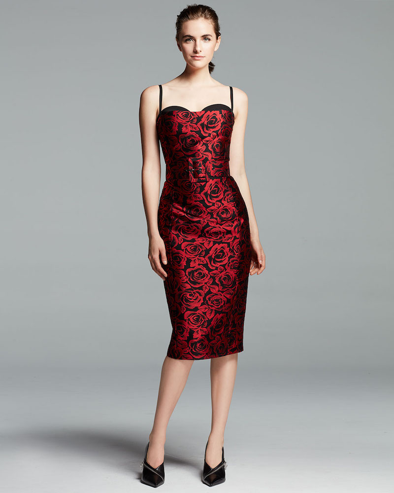 Michael Kors Collection Rose Jacquard Bustier Cocktail Dress