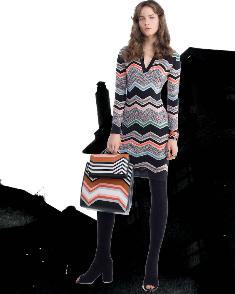 Missoni Collared Long-Sleeve Space-Dyed Zigzag Dress