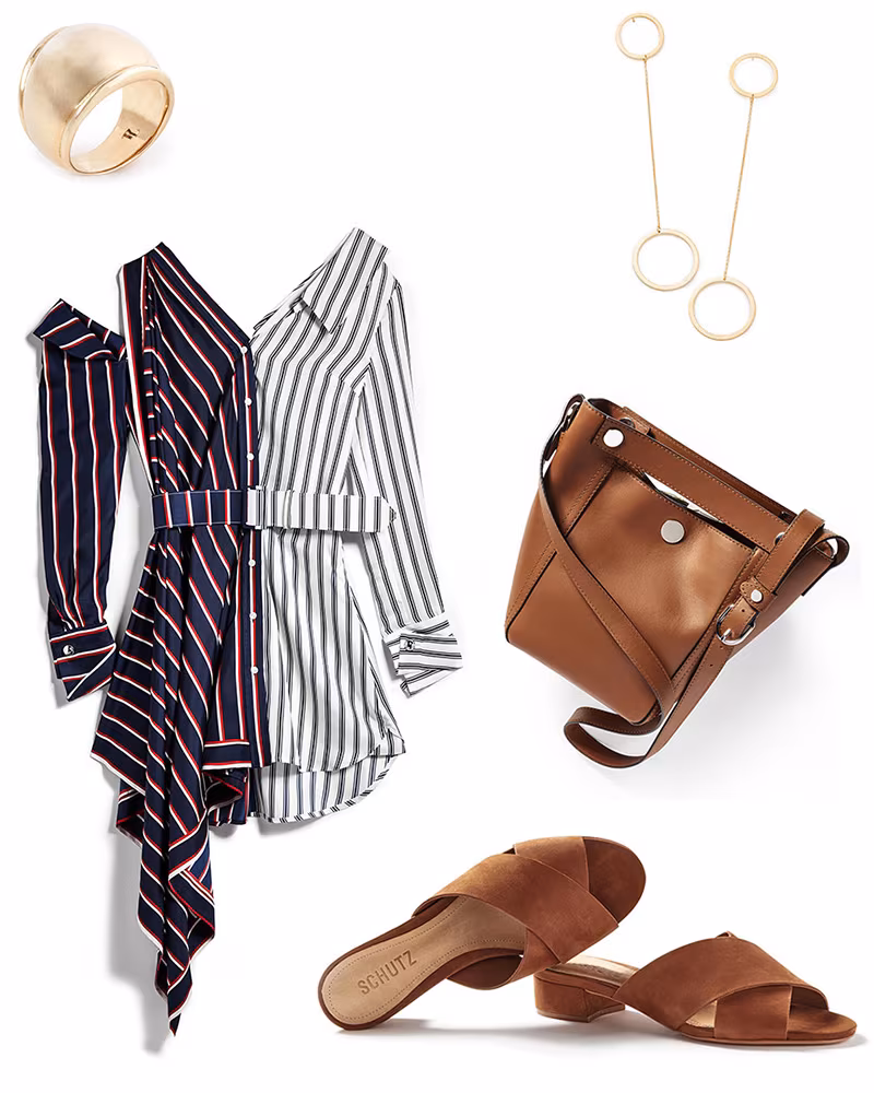 Monse One Shoulder Striped Dress