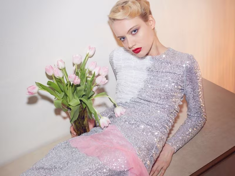 Preen by Thornton Bregazzi Silver Sequinned Meda Dress