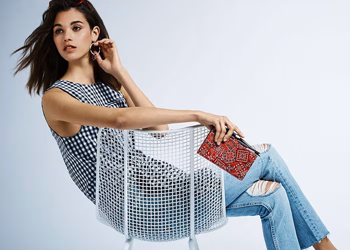 Prose & Poetry Evelyn Tie-Front Gingham Cropped Top