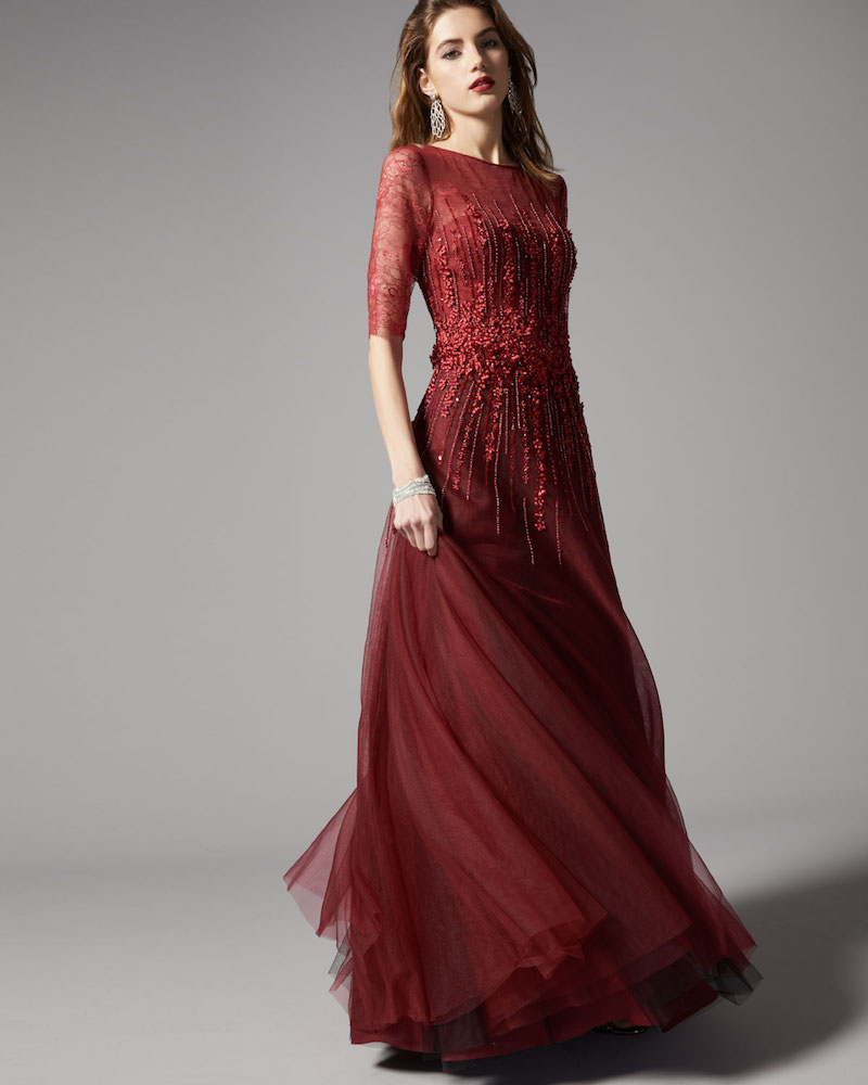Rickie Freeman for Teri Jon Beaded Lace & Tulle Gown