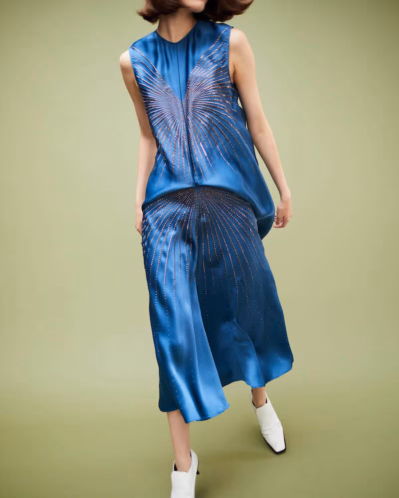 Stella McCartney Embellished Satin Midi-Dress