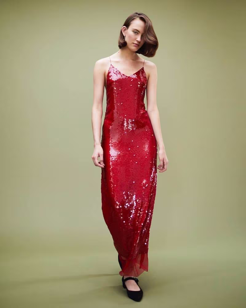 Stella McCartney Sequined Silk Chiffon Slipdress